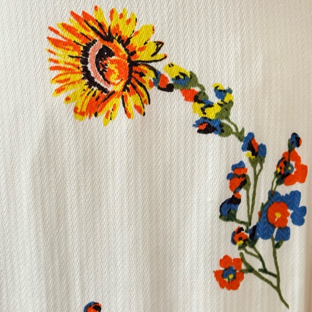 Free People White Floral Button-Front Midi Rayon Dress - Picture 13 of 13